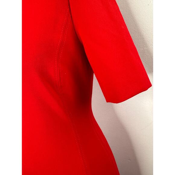 ZARA Red Bodycon Dress Crew Neck Double Slit Short Sleeve 2636 703 Size Small S - Picture 3 of 10